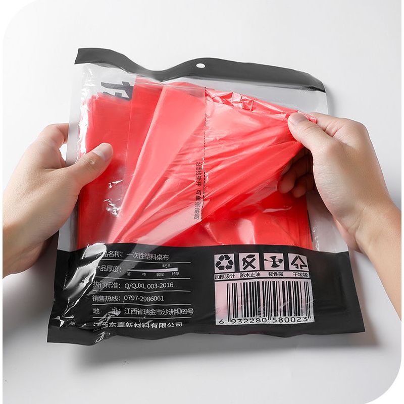 加厚一次性桌布10-100片装塑料圆桌正方形台布酒店婚庆宴席防水油