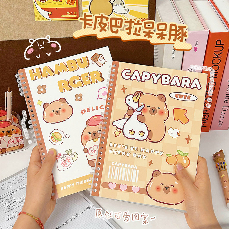 卡通河豚手帐本可爱豚鼠活页本学生记事本创意线圈本记事本