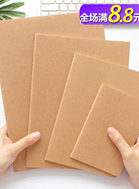 16k牛皮纸笔记本 简约方格记事本横线本A5空白复古车线装本素描本