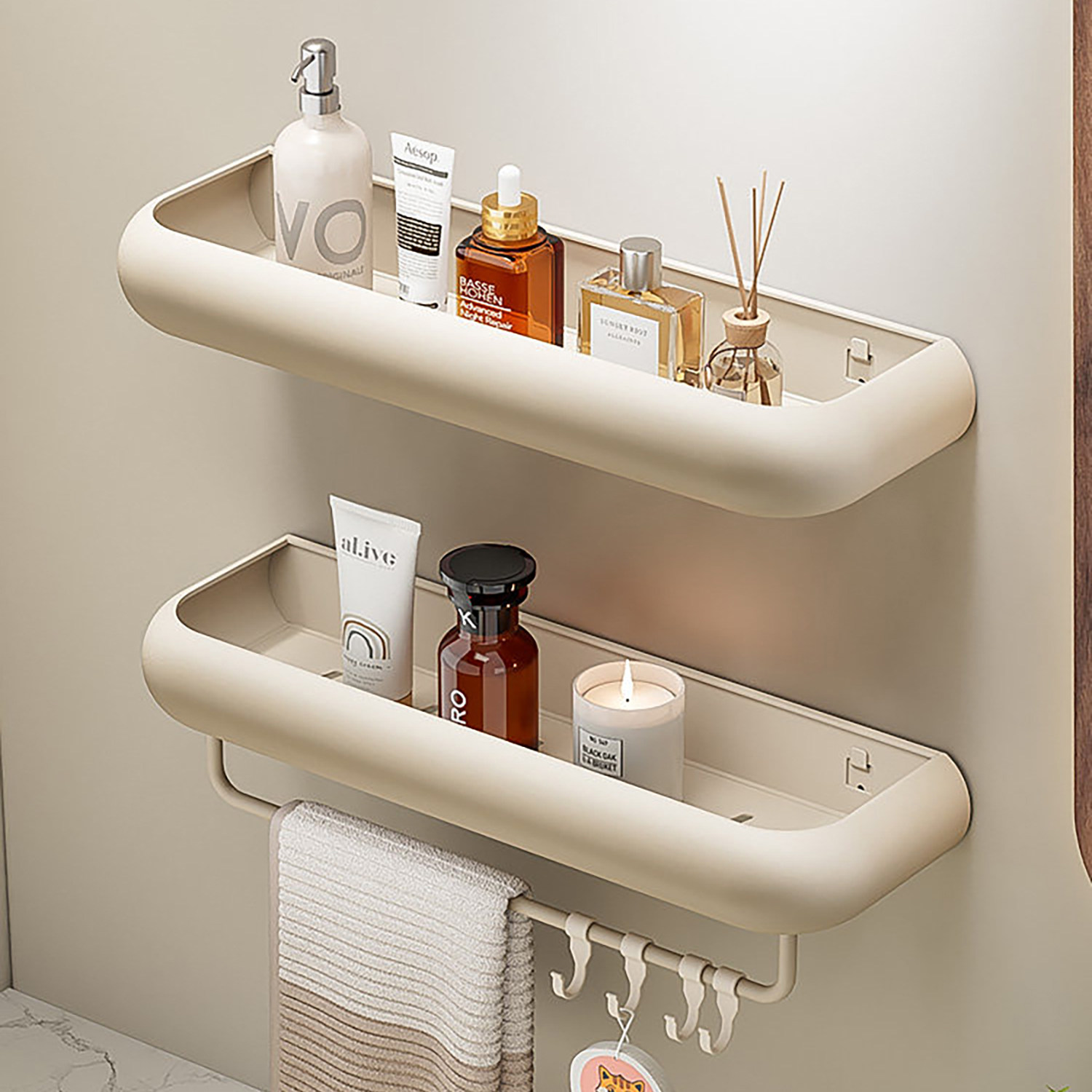 免打孔浴室置物架壁挂式卫生间墙上双层收纳架子洗漱用品收纳神器