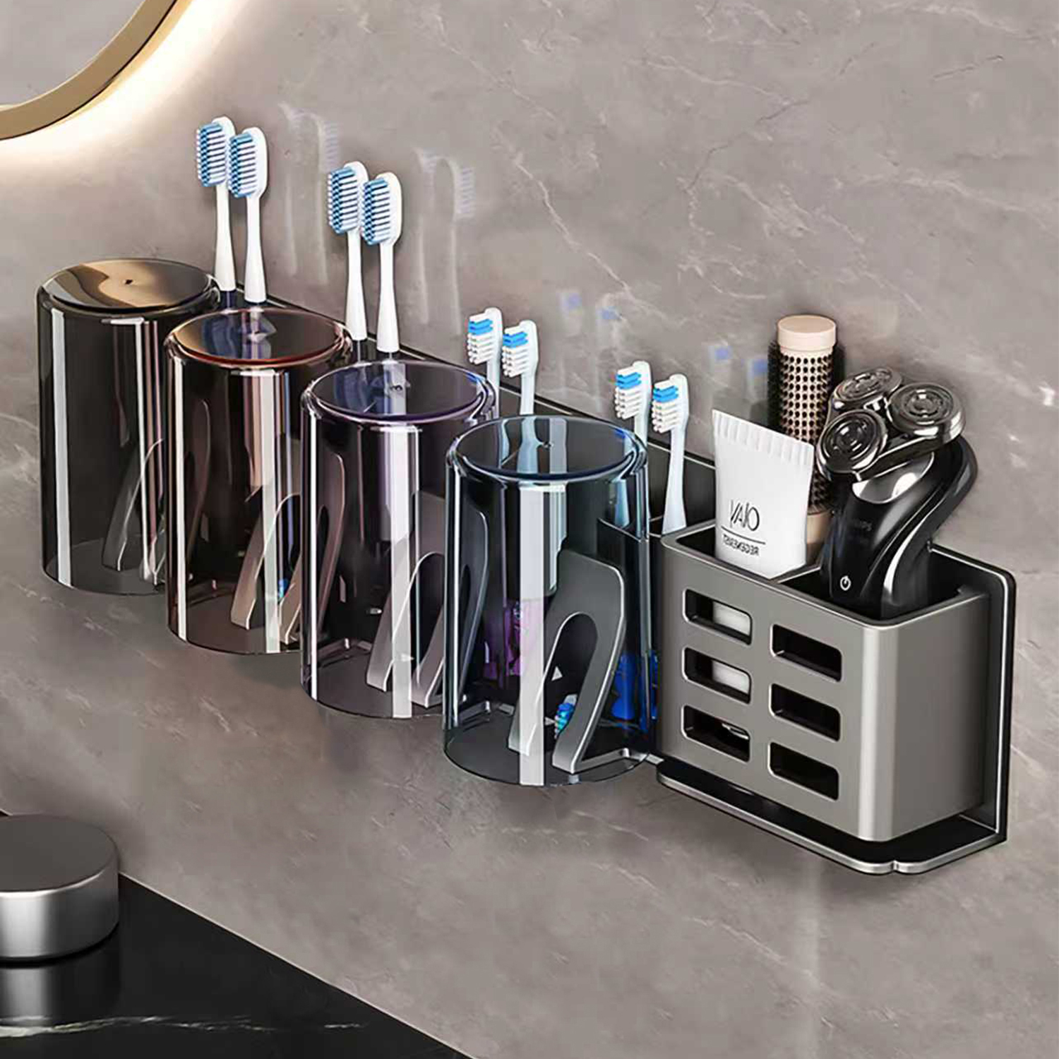 免打孔卫生间漱口杯牙刷架