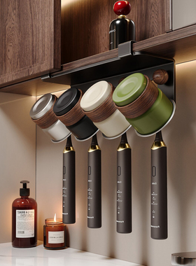 免打孔牙刷置物架倒挂中古风浴室洗漱台镜柜下刷牙漱口杯收纳架子