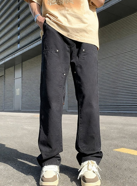 LKTM男装 美式复古伐木裤男高街vibe风潮牌宽松直筒休闲工装裤子