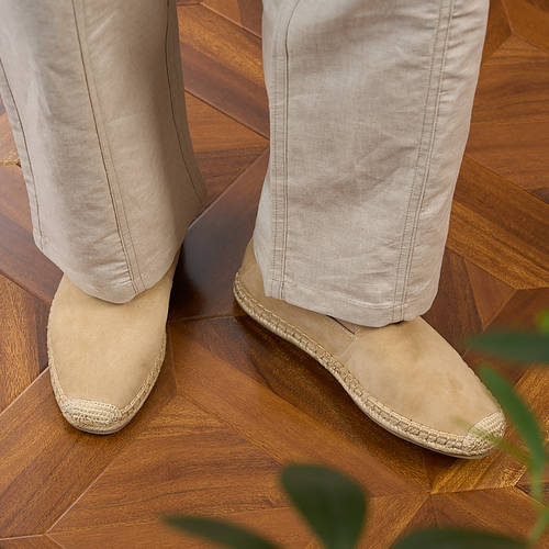 YUESIRS复古风反绒皮渔夫鞋乐福鞋男一脚蹬懒人鞋韩版软底休闲鞋