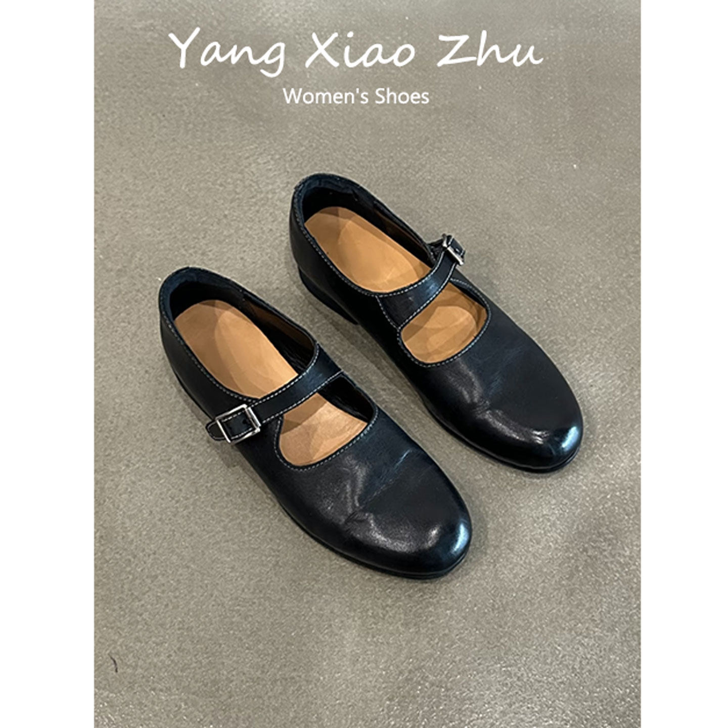 羊皮版~复古圆头一字带单鞋女2025新款平底玛丽珍鞋女浅口小皮鞋,女鞋,浅口单鞋,淘宝优惠券,粉丝福利购,淘宝优惠卷