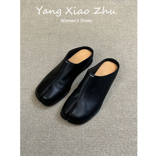 羊皮~休闲夏季外穿厚底包头半拖