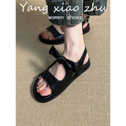 羊皮版~复古编织露趾凉鞋女夏季