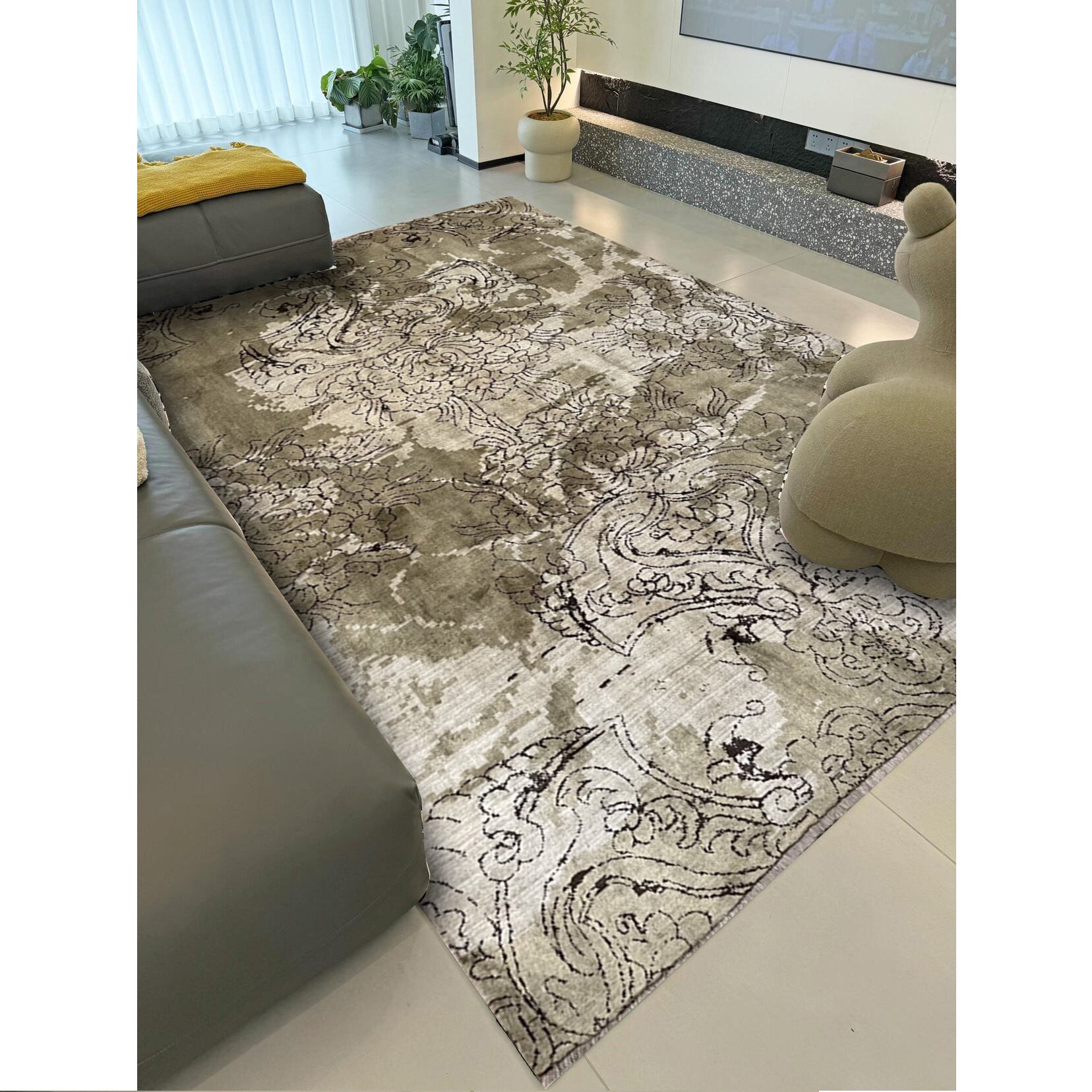 佛托丝地毯进口纯羊毛现代简约复古新中式客厅卧室书房办公司餐厅