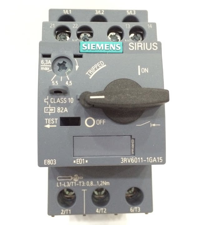 原装 西门子 电机断路器sirius class10 3rv60111ga15 4.5～6.3a