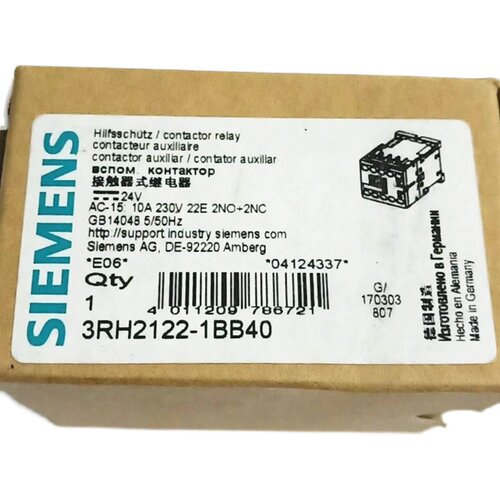 原装3RH2122-1BB40西门子直流接触器2NO+2NC 24VDC 3RH21221BB40