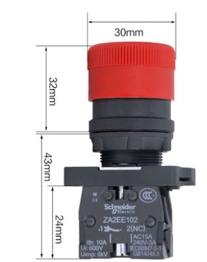 原装正品施耐德22mm急停按钮开关XA2ES442 XA2-ES442 1NC