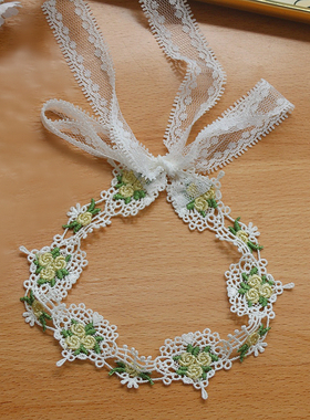金属吊坠蕾丝系带飘带项圈