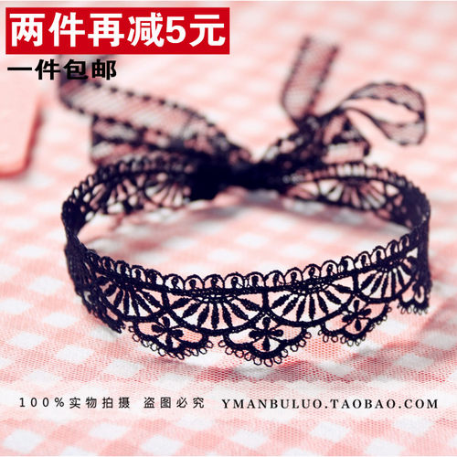 蝴蝶结界不含金属饰品蕾丝绑绳系带蝴蝶结项链颈带日韩女气质夏 - 封面