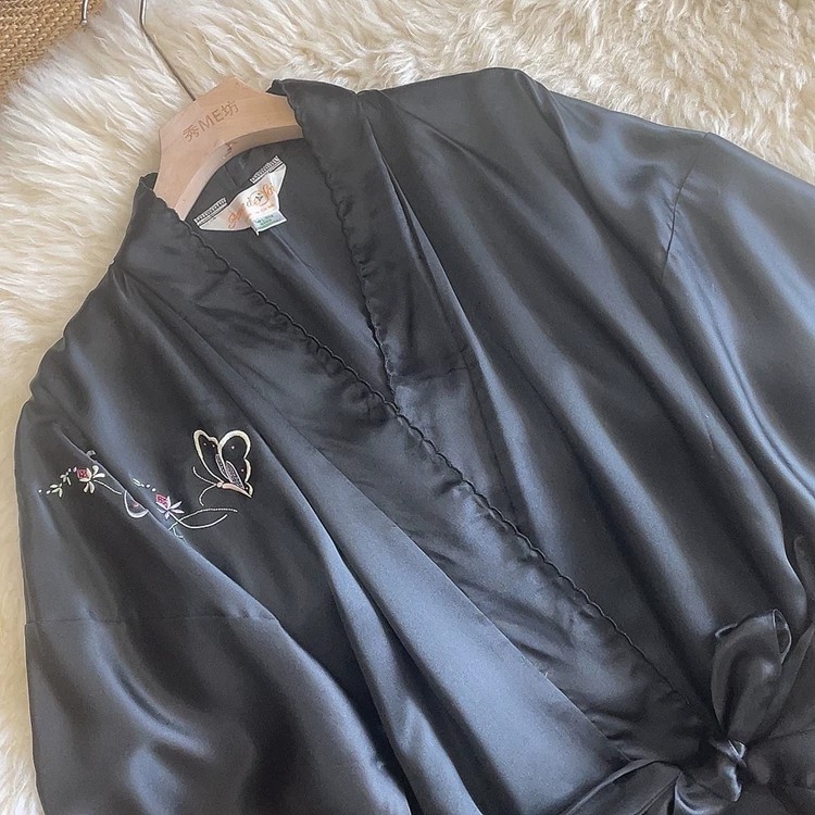 新中式茶服【手工绣花】桑蚕丝绸中长款防晒外披女夏季真丝素绉缎