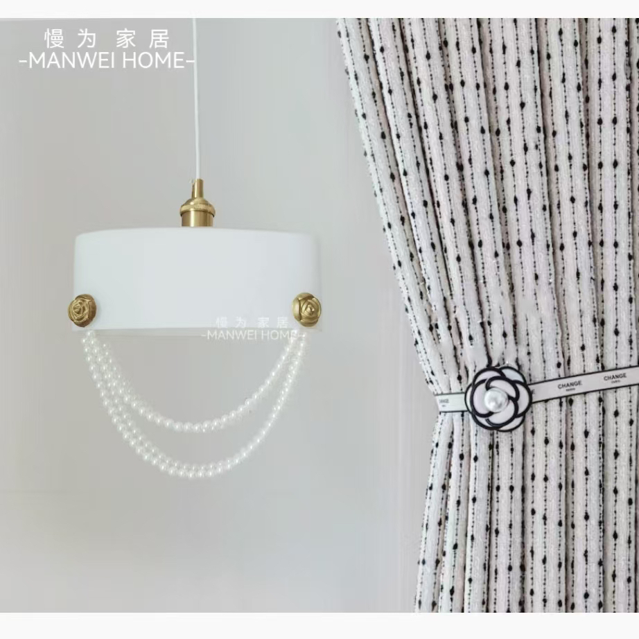 全铜小香风巴黎法式玫瑰高级客厅餐厅卧室床头精致财阀千金小吊灯