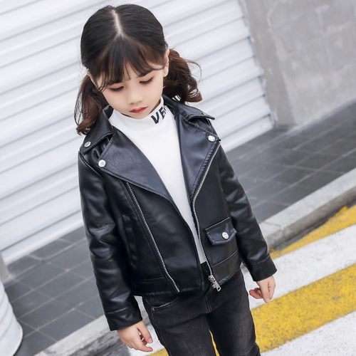 秋冬季新款修身小女孩时尚皮衣