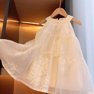 儿童时髦无袖 韩版 公主裙子 新款 女童洋气淑女风吊带连衣裙2024夏季