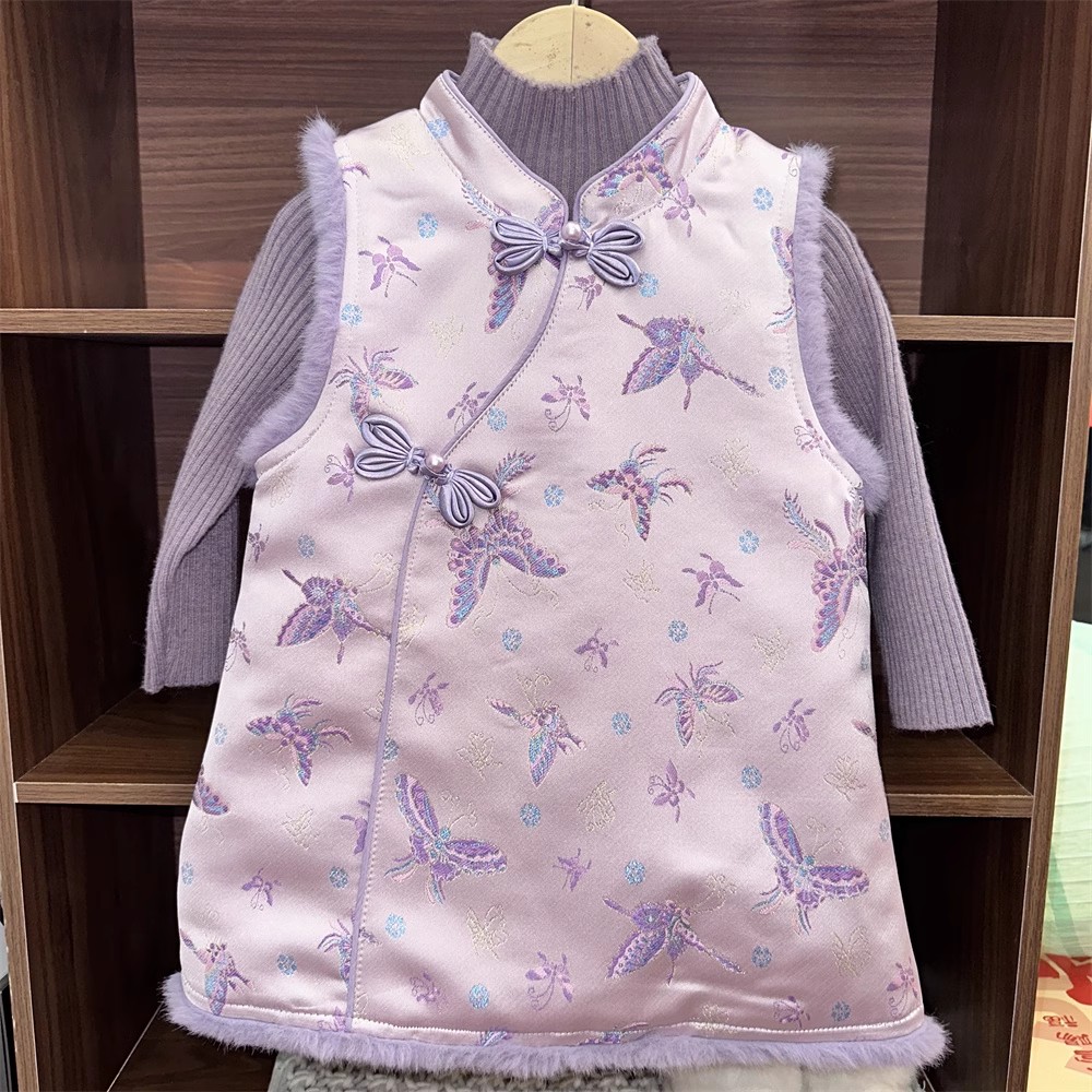 女童刺绣高端旗袍连衣裙