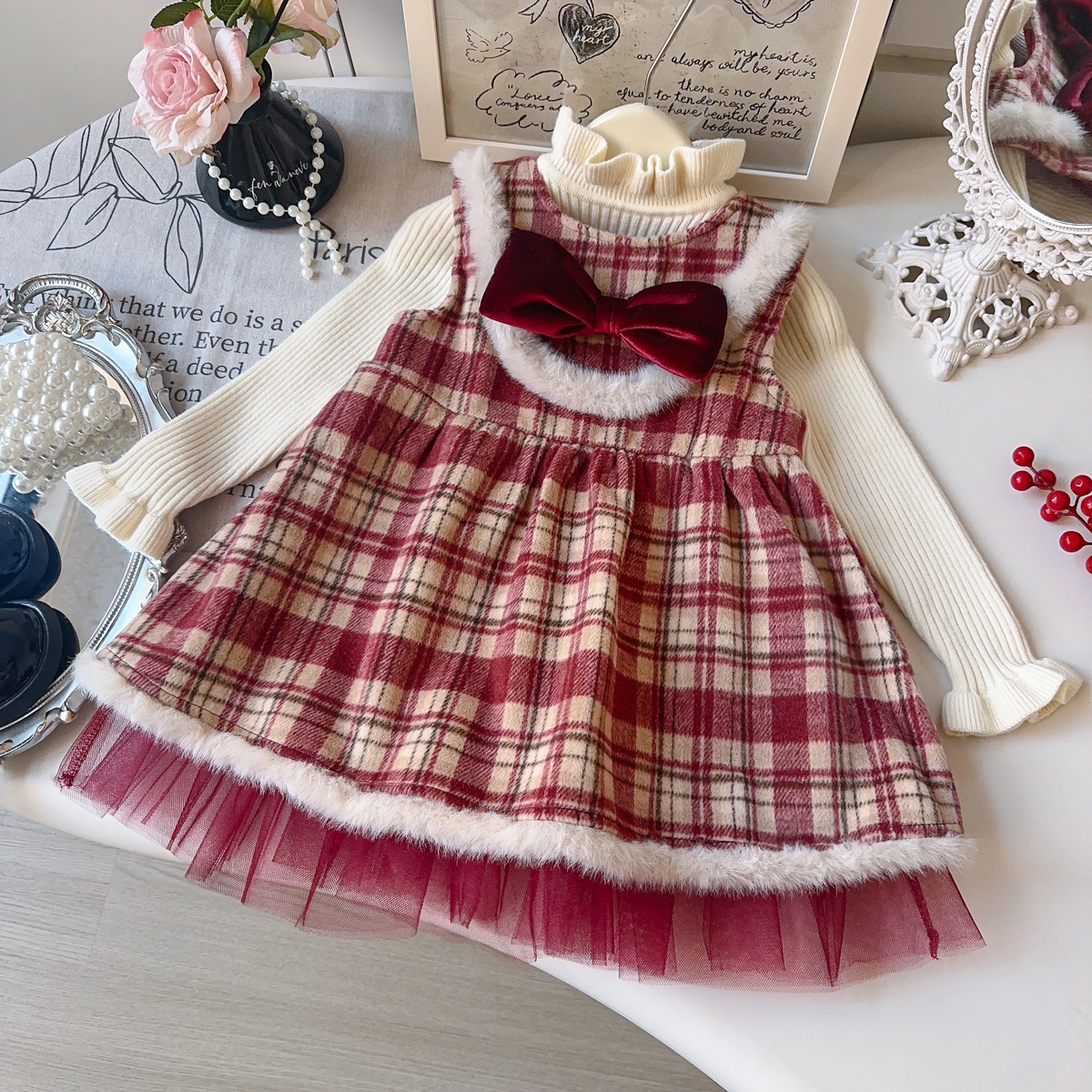 女童洋气加厚公主连衣裙冬季新款