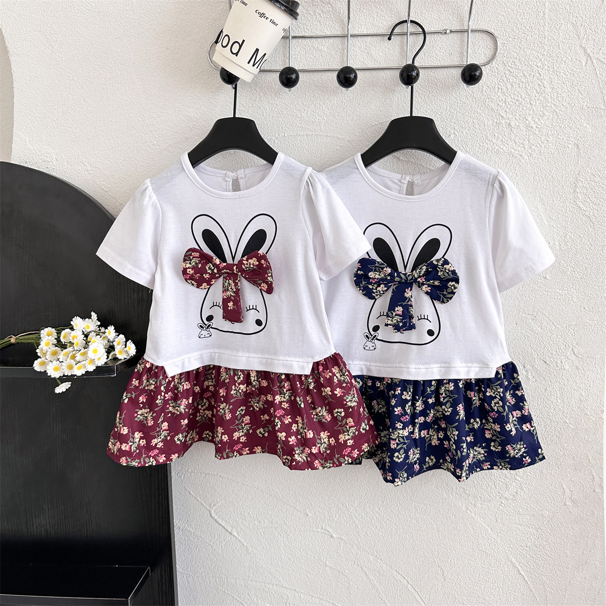 女童拼接假两件连衣裙