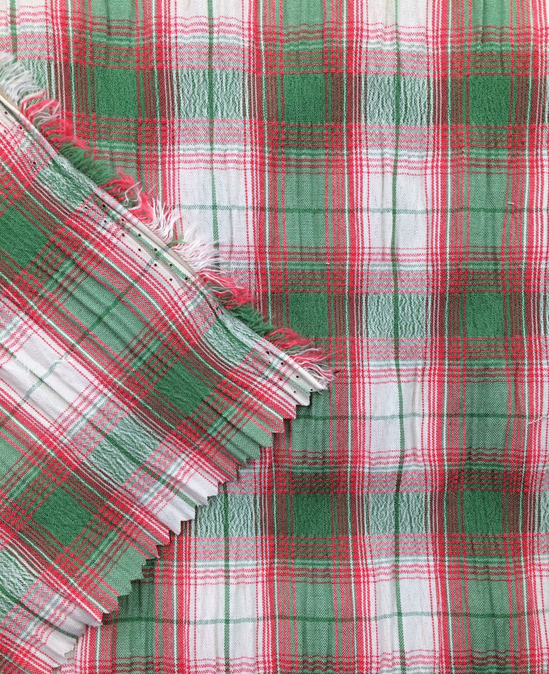 皱皱彩色特色色织格子衬衣裙子连衣裙童装男女布料手工DIY