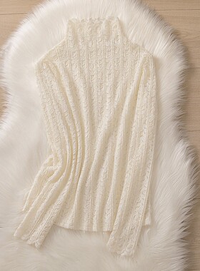 丝柏舍蕾丝打底衫2025秋装新款女时尚甜美半高领套头长袖减龄上衣