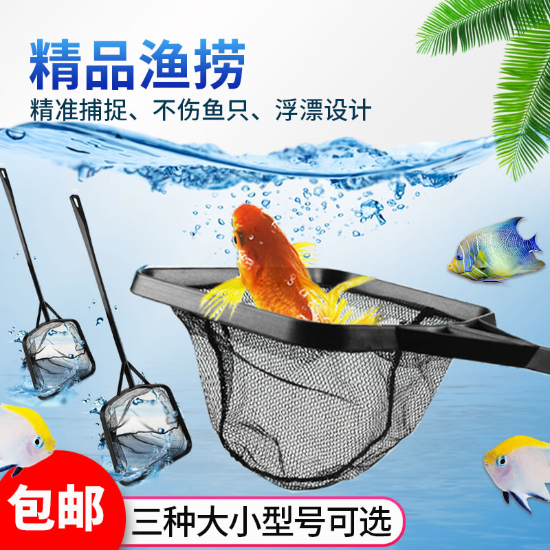 观赏鱼虾捞网 加固型水族鱼缸观赏鱼捞鱼网金鱼渔捞方形鱼捞网兜