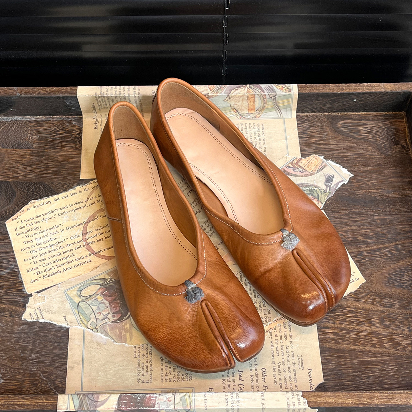 进口水洗马皮手工分趾鞋平底玛丽珍复古风小皮鞋女做旧芭蕾舞鞋,女鞋,玛丽珍鞋,淘宝优惠券,粉丝福利购,淘宝优惠卷