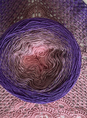 渐变长段蕾丝拼接棉麻毛线勾