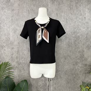 镜服饰2026夏季小众设计感丝带领结短袖T恤女宽松显瘦上衣1087