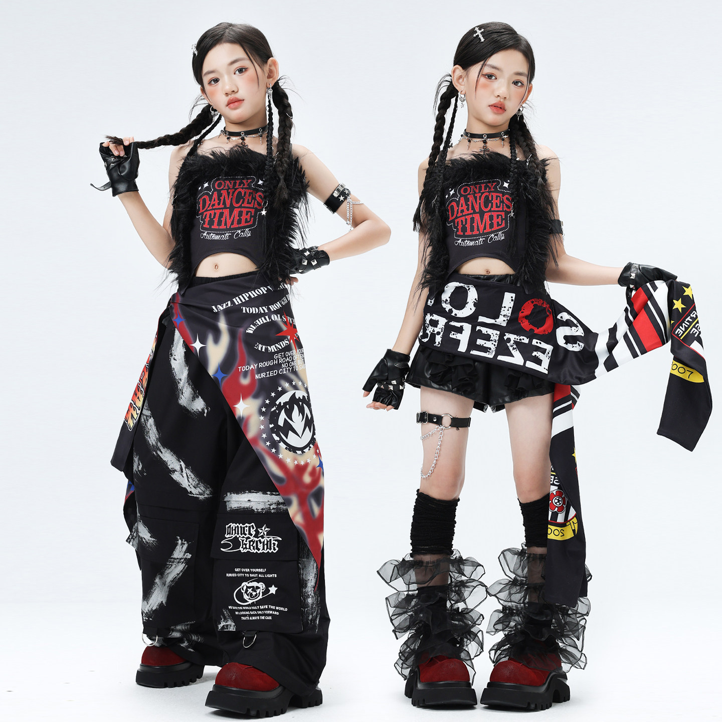 爵士舞女童服装潮酷时髦儿童jazz舞蹈表演嘻哈幼儿街舞演出服炸街