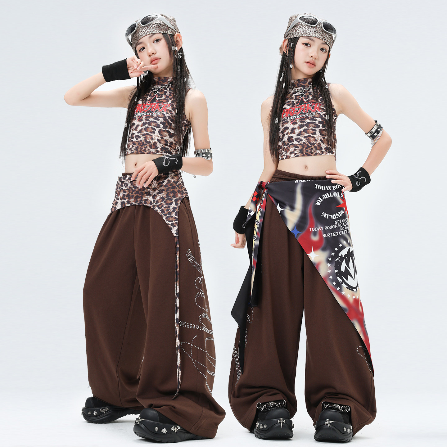 爵士舞女童服装嘻哈幼儿JAZZ舞蹈演出服个性儿童街舞表演穿搭时髦