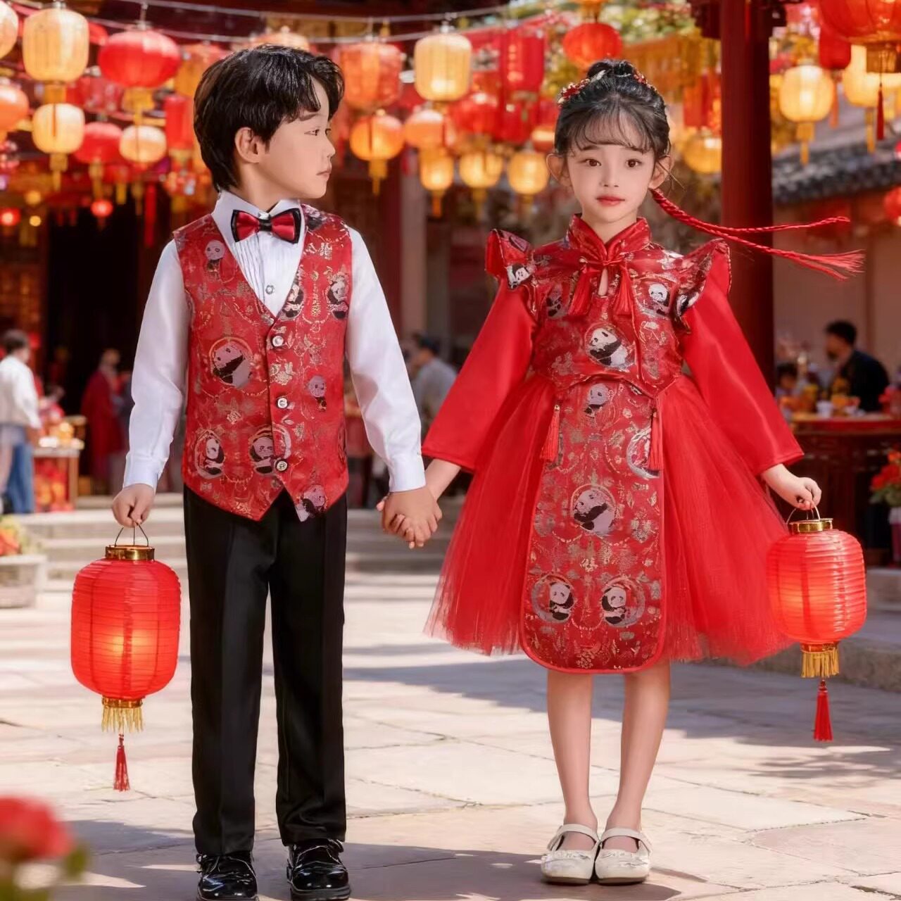 元日灯笼喜庆幼儿舞蹈裙冰糖葫芦演出服乐新春中国娃娃舞蹈表演服