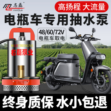 名磊直流潜水泵48v60v72v电动车抽水泵通用电瓶车专用抽水泵农用