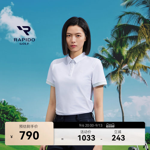 女士GOLF舒适运动针织拼接POLO衫