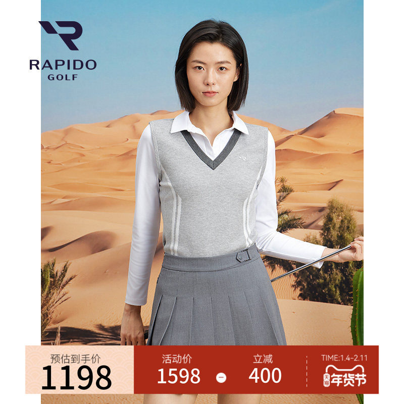【新品】RAPIDO雳霹道2025年秋冬女士高尔夫GOLF假两件拼接POLO衫,运动服/休闲服装,高尔夫球服,淘宝优惠券,粉丝福利购,淘宝优惠卷
