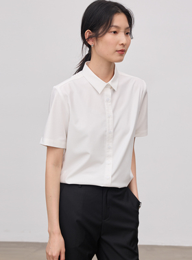 宿·色职业短袖衬衫女夏季公务员面试穿搭OL通勤女装工装白色衬衣