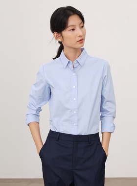 宿·色全棉衬衫女长袖基本款内搭正肩正式衬衣 白衬衫工作服上衣