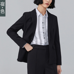 职业通勤西装 新款 外套品质高端西服 女2020春装 宿色黑色小西装