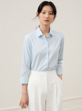 宿·色职业衬衫女公务员穿搭新款七分袖工作服正装衬衣教资面试装