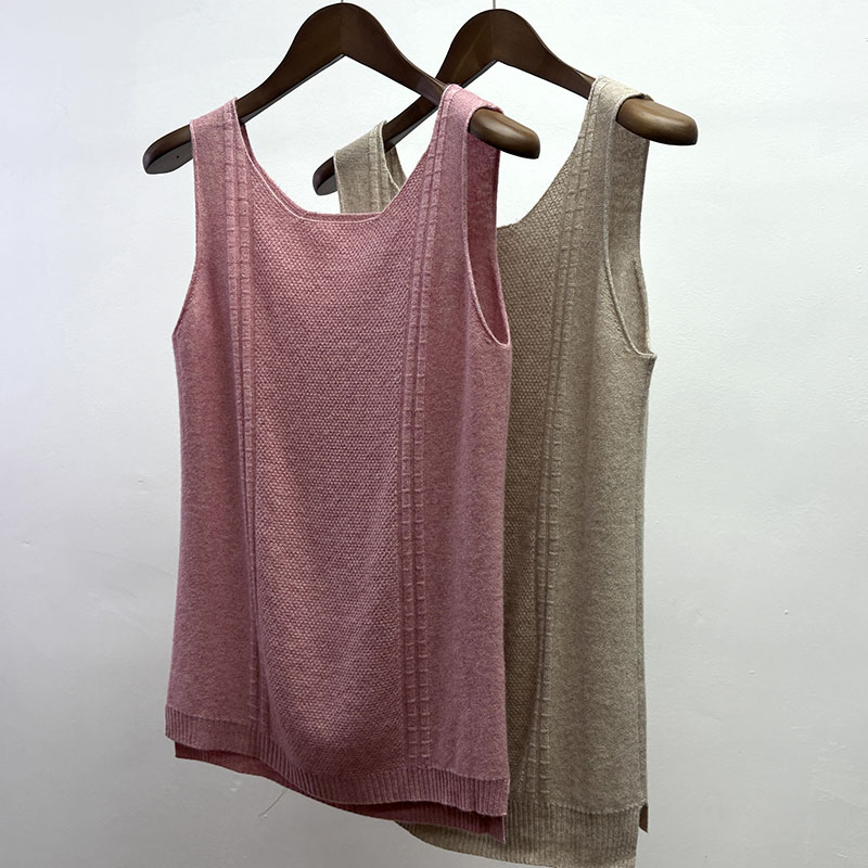 百分百山羊绒秋冬款女软糯亲肤贴身保暖打底毛衣方领百搭无袖背心