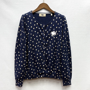 100纯棉高端尾货春秋薄款女式简约时尚风圆领单排扣外搭小开衫潮