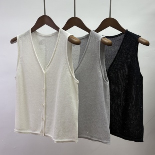 夏季 背心马甲开衫 薄款 型透气百搭无袖 上衣 女简约休闲风宽松版 新品