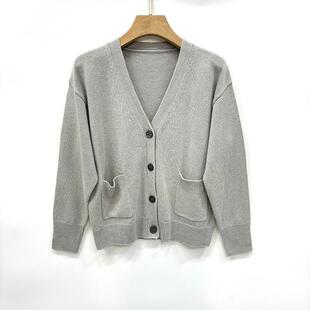 外贸高端订单55%真丝45%山羊绒早秋女经典 小外套 基础慵懒百搭开衫