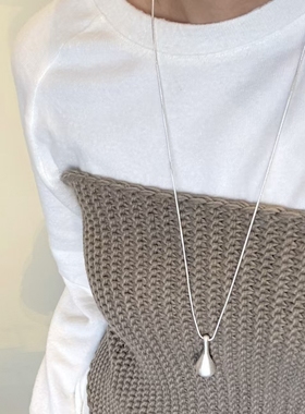 极简银色水滴吊坠项链女ins风轻奢高级感抽拉式长款毛衣链配饰新