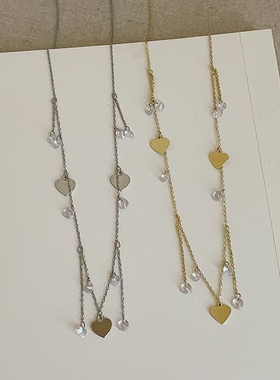 轻奢高级满天星锆石爱心流苏项链潮流设计时尚气质百搭颈链锁骨链