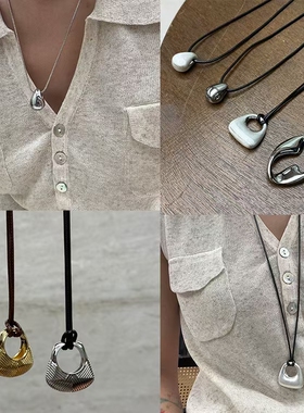 时尚休闲风水滴吊坠项链轻奢感冷淡风小众设计简约百搭毛衣链