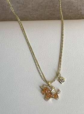 小众设计天马流星锆石双层项链可爱卡通时尚高级感日常佩戴颈饰