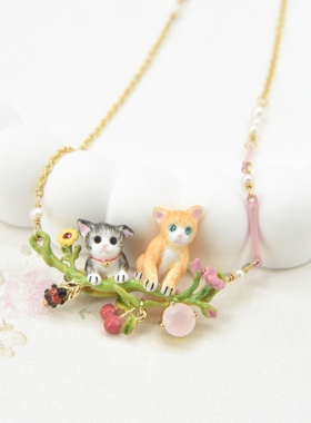 手工珐琅可爱猫咪小猫项链