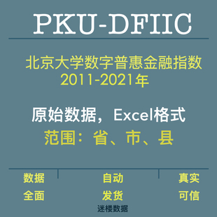 PKU-DFIIC数据库北京大学数字普惠金融指数11-21省市县级原始数据